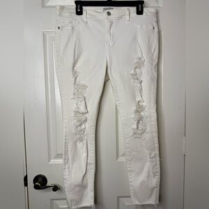 Abercrombie & Fitch White Skinny Distressed Jeans